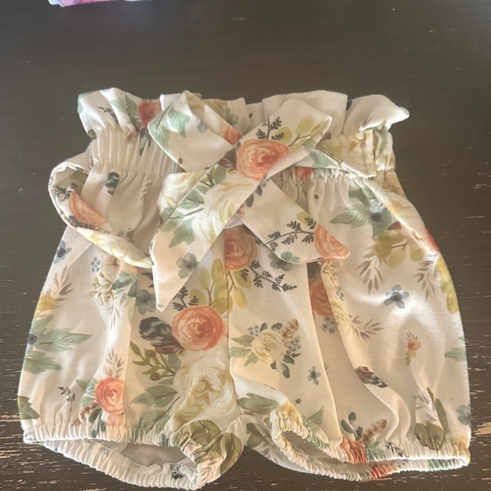 Floral Print Paperbag Shorts